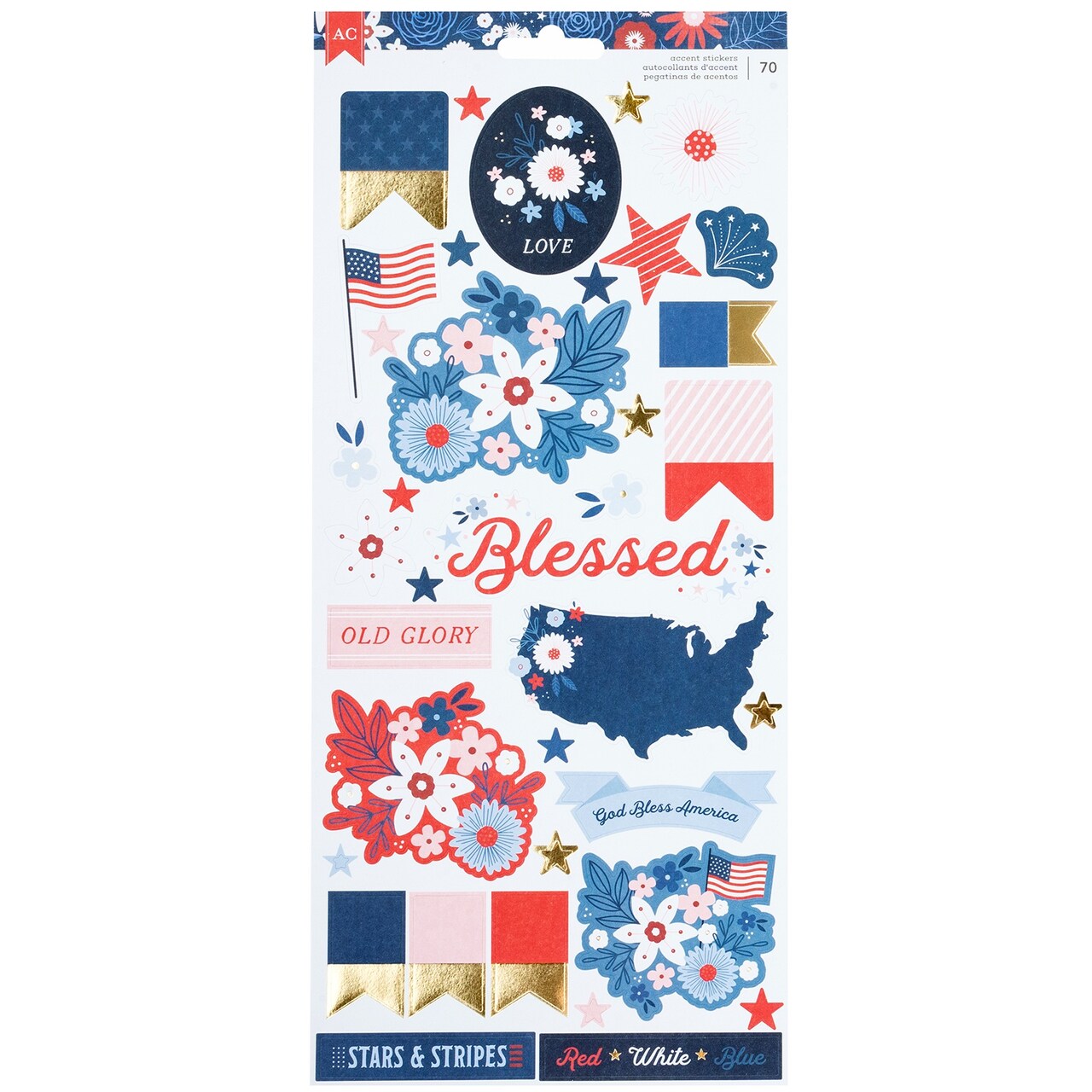 American Crafts Flags And Frills Cardstock Stickers 6"X12"-Gold Foil Icons